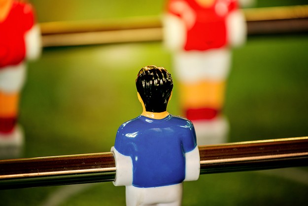 Blue Table Football Player Close Up